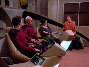 Wesley Crusher wearing his hipster sweater. "Change your sweater, Wesley!" - Picard